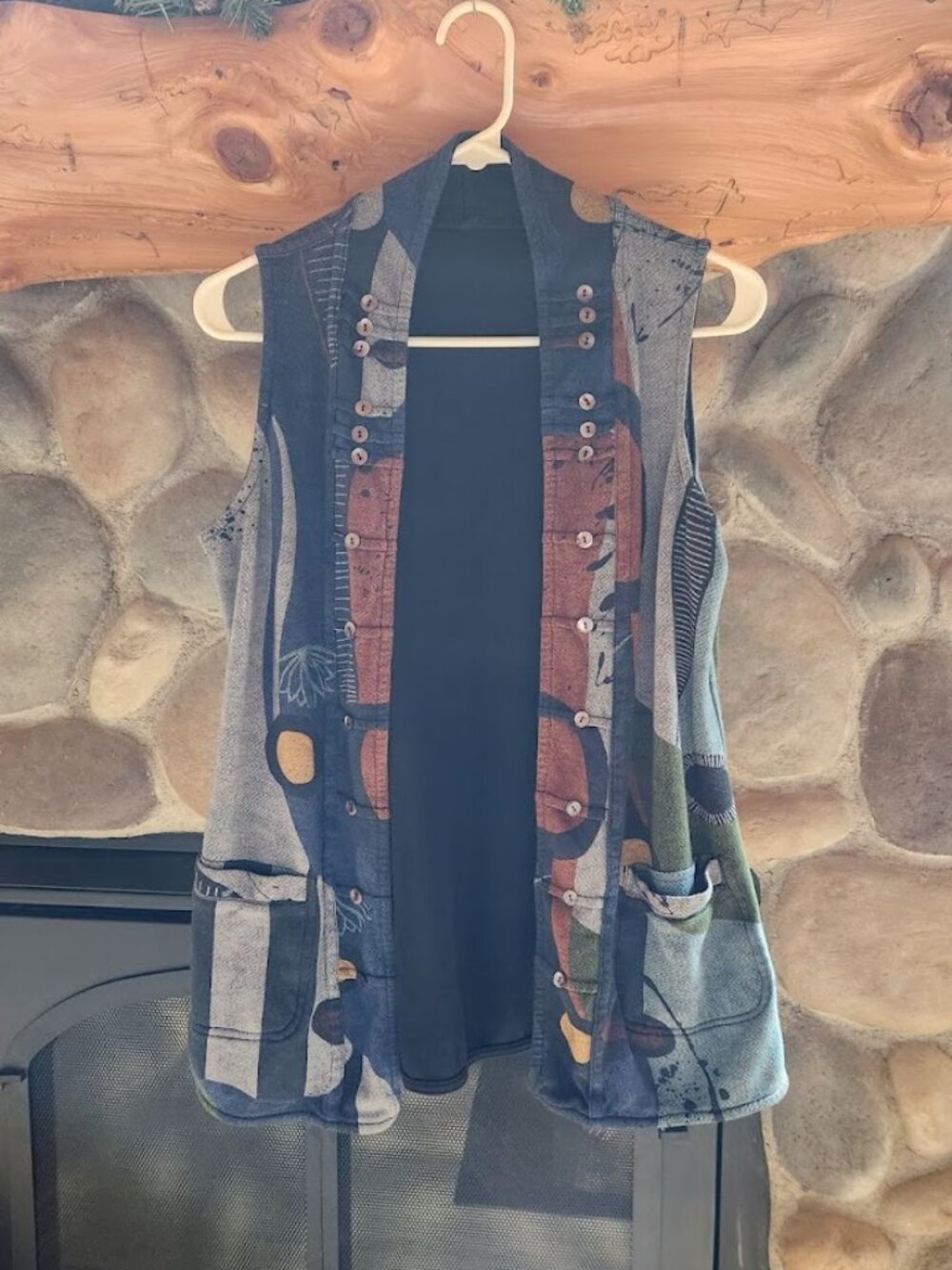 Parsley & Sage Reversible Patchwork Button-Up Vest - Size Small!